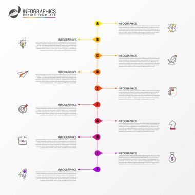 Infographic tasarım şablonu. 10 adımlı zaman çizelgesi konsepti. İş akışı düzeni, diyagram, pankart, web tasarımı için kullanılabilir. Vektör illüstrasyonu