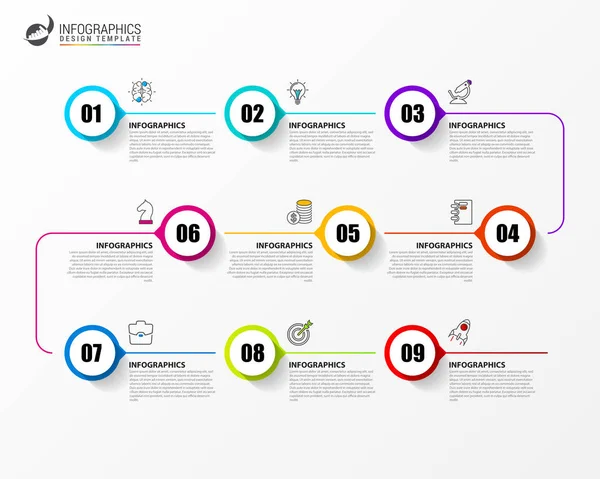 Modello Progettazione Infografica Concetto Temporale Con Passaggi Può Essere Utilizzato — Vettoriale Stock