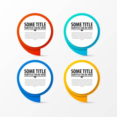 Infographic tasarım şablonu. Dört adımlı yaratıcı bir kavram. İş akışı düzeni, diyagram, pankart, web tasarımı için kullanılabilir. Vektör illüstrasyonu