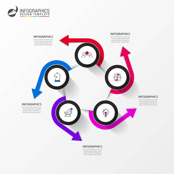 Infographic design template. Creative concept with 5 steps. Can be used for workflow layout, diagram, banner, webdesign. Vector illustration