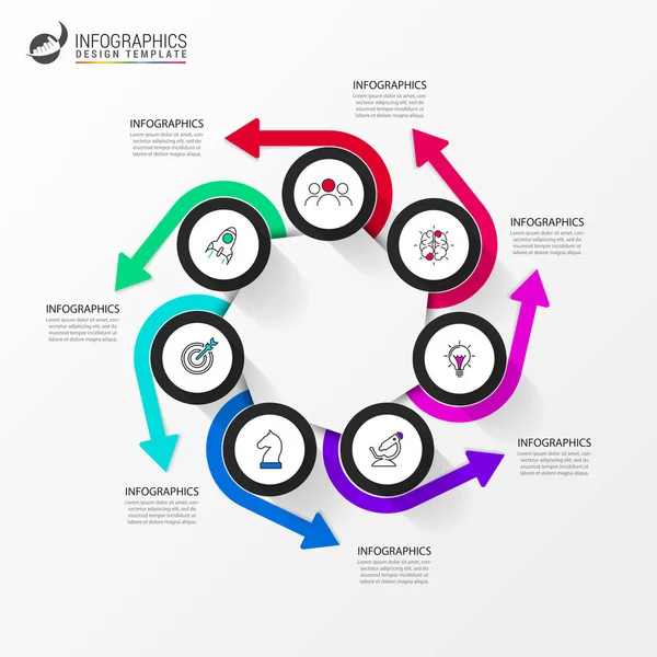 Infographic Πρότυπο Σχεδιασμού Δημιουργική Ιδέα Βήματα Μπορεί Χρησιμοποιηθεί Για Διάταξη — Διανυσματικό Αρχείο