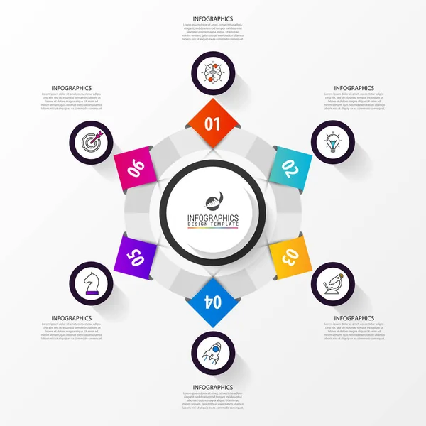 Infographic Tasarım Şablonu Basamaklı Yaratıcı Bir Kavram Akışı Düzeni Diyagram — Stok Vektör