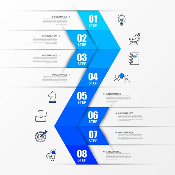 Infografische Design Vorlage Zeitleistenkonzept Mit Schritten Kann Für Workflow Layout — Stockvektor