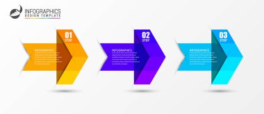 Infographic tasarım şablonu. Yaratıcı kavramı 3 oklarla. Kullanılabilir iş akışı düzeni, diyagram, afiş, webdesign için. Vektör çizim