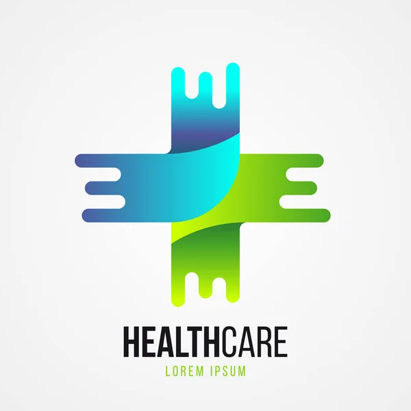 Σύγχρονη Ιατρική Πράσινη Σταυρός Σύμβολο Εικονογράφηση Διάνυσμα — Διανυσματικό Αρχείο