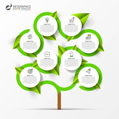 Infographic tasarım şablonu. 8 adımlı yaratıcı bir kavram. İş akışı düzeni, diyagram, pankart, web tasarımı için kullanılabilir. Vektör illüstrasyonu