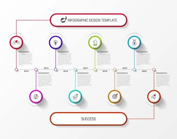 Infographic Design Template Timeline Concept Steps Can Used Workflow Layout — Stock Vector