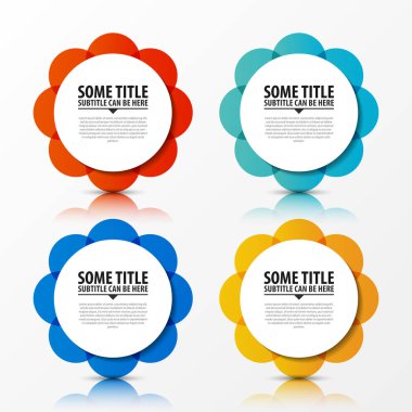 Infographic tasarım şablonu. Dört adımlı yaratıcı bir kavram. İş akışı düzeni, diyagram, pankart, web tasarımı için kullanılabilir. Vektör illüstrasyonu