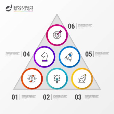 Infographic tasarım şablonu. 6 adımlar ile yaratıcı kavramı
