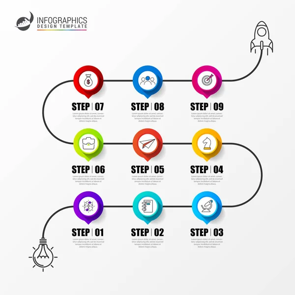 Plantilla Diseño Infográfico Concepto Línea Tiempo Con Pasos Puede Utilizar — Archivo Imágenes Vectoriales
