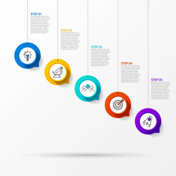 Infographic设计模板 有五个步骤的创意概念 可用于工作流布局 网页设计 矢量说明 — 图库矢量图片