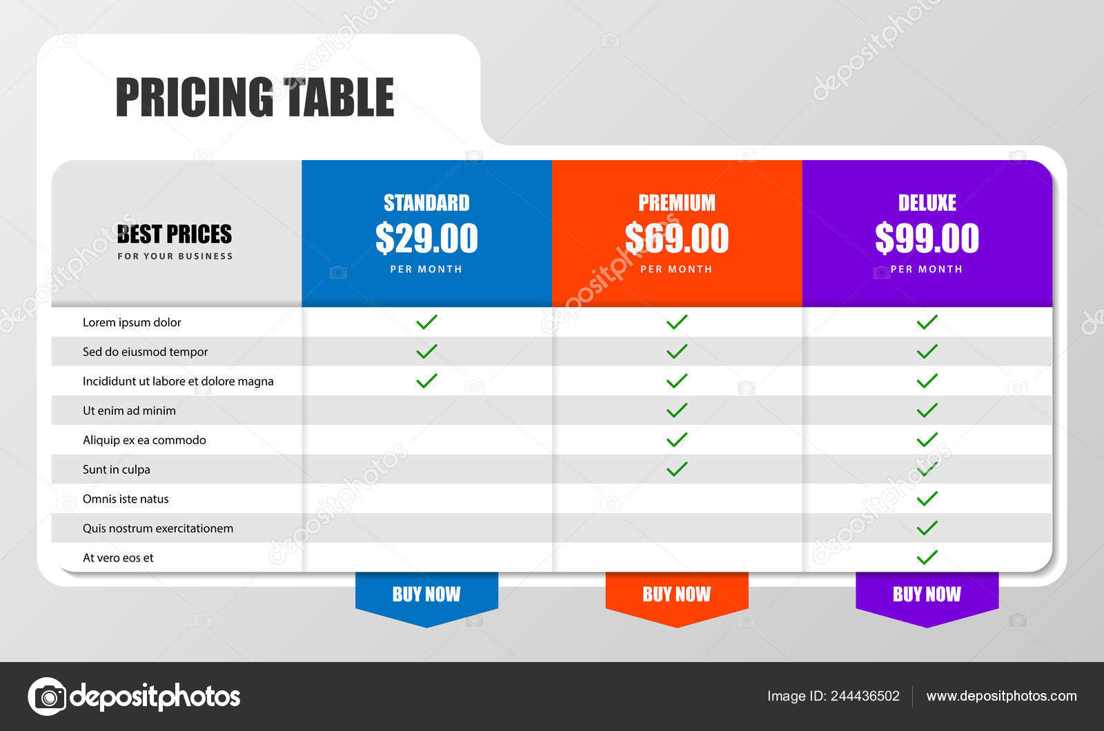 Infographic Design Template Pricing Table Concept Can Used