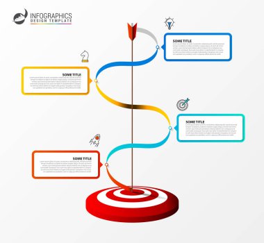 Infographic tasarım şablonu. Dört adımlı yaratıcı bir kavram. İş akışı düzeni, diyagram, pankart, web tasarımı için kullanılabilir. Vektör illüstrasyonu