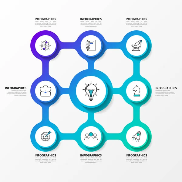 Modèle de conception d'infographie. Concept créatif avec 8 étapes — Image vectorielle