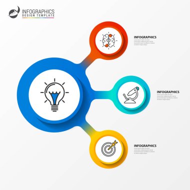 Infographic tasarım şablonu. 3 adımda yaratıcı konseptiyle