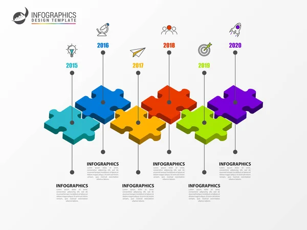 Infografika szablon projektu. Koncepcja Timeline w 6 krokach — Wektor stockowy