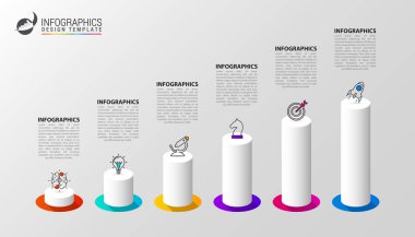 Infographic tasarım şablonu. 6 adımlar ile yaratıcı kavramı