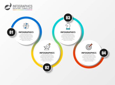 Infographic tasarım şablonu. 4 adımlar ile yaratıcı kavramı