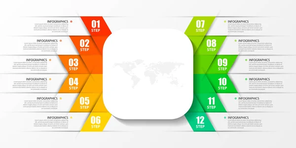Infografische Design-Vorlage. Kreatives Konzept mit 12 Schritten — Stockvektor