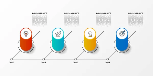 Modello di progettazione infografica. Concetto temporale con 4 passaggi — Vettoriale Stock