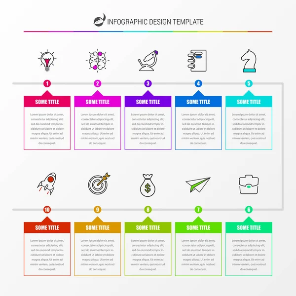 Infographic tasarım şablonu. Zaman çizelgesi kavramı ile 10 adım — Stok Vektör