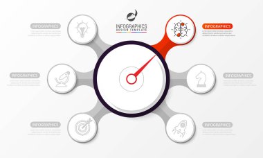 Infographic tasarım şablonu. 6 adımlar ile yaratıcı kavramı