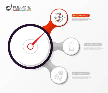 Infographic tasarım şablonu. 3 adımda yaratıcı konseptiyle