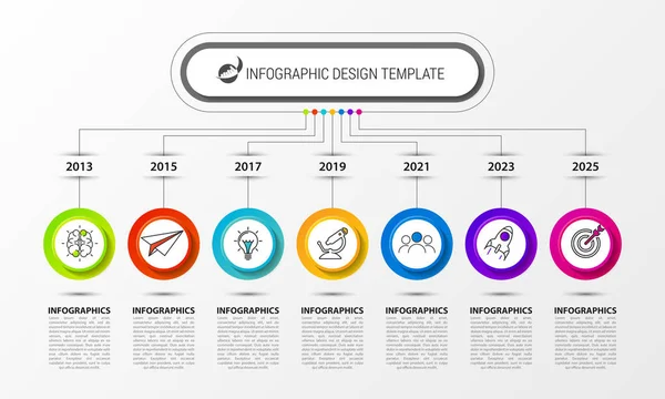 Infographic design template. Timeline concept with 7 steps — Stock Vector