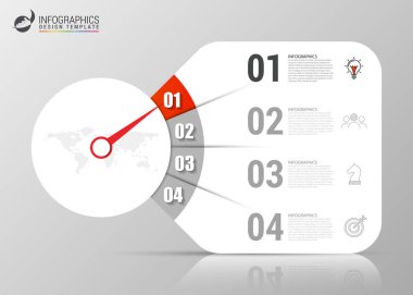 Infographic tasarım şablonu. 4 adımlar ile yaratıcı kavramı