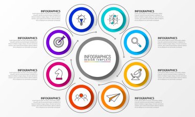 Infographic tasarım şablonu. 8 adımlar ile yaratıcı kavramı