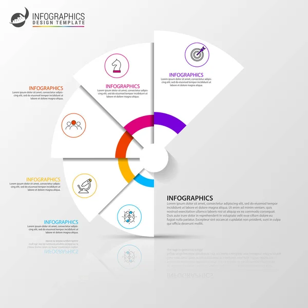 Modelo de design infográfico. Conceito criativo com 5 passos —  Vetores de Stock