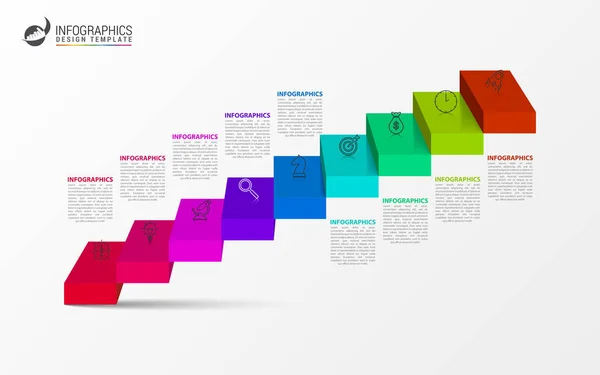 Infographic ontwerpsjabloon. Creatief concept met 9 stappen — Stockvector