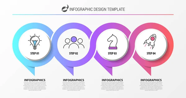 Plantilla de diseño infográfico. Concepto creativo con 4 pasos — Vector de stock