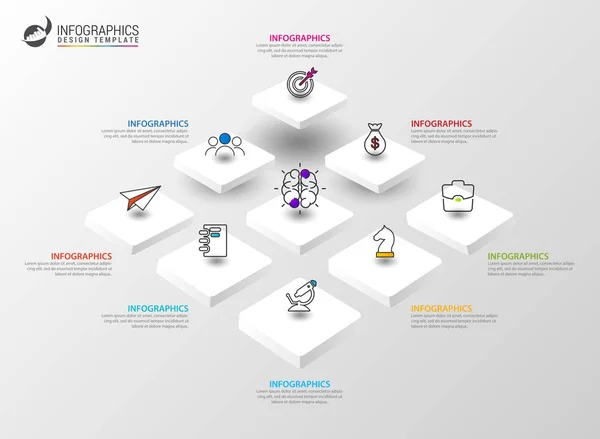 Modello di progettazione infografica. Concetto creativo con 8 passaggi — Vettoriale Stock