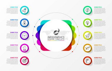 İnfografik tasarım şablonu. 10 adımda yaratıcı konsept