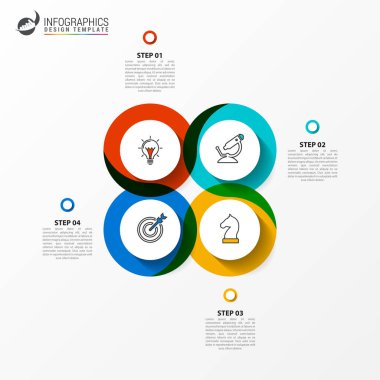 Infographic tasarım şablonu. 4 adımlar ile yaratıcı kavramı