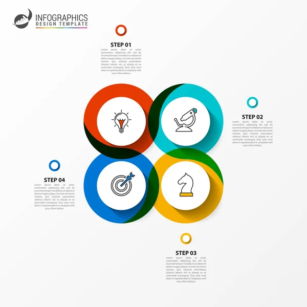 Modello di progettazione infografica. Concetto creativo con 4 passaggi — Vettoriale Stock