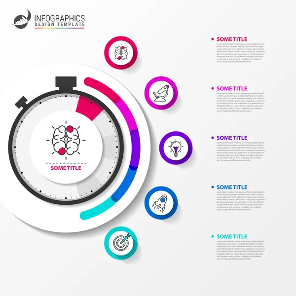 Modèle de conception d'infographie. Concept créatif en 5 étapes — Image vectorielle