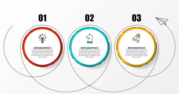 Plantilla de diseño infográfico. Concepto creativo con 3 pasos — Vector de stock
