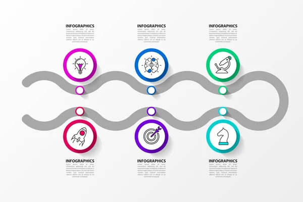 Infografische Design-Vorlage. Kreatives Konzept mit 6 Schritten — Stockvektor