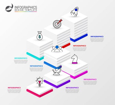 Infographic tasarım şablonu. 7 adımlar ile yaratıcı kavramı