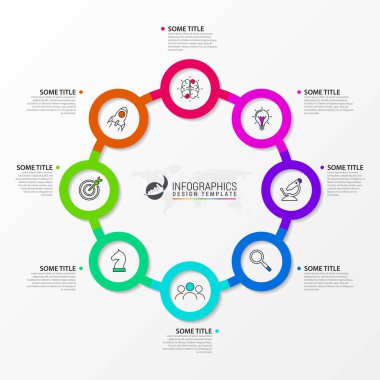 Infographic tasarım şablonu. 8 adımlar ile yaratıcı kavramı