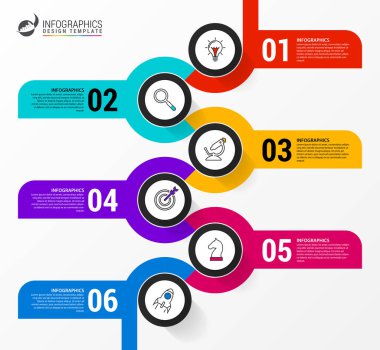 Infographic tasarım şablonu. 6 adımlar ile yaratıcı kavramı