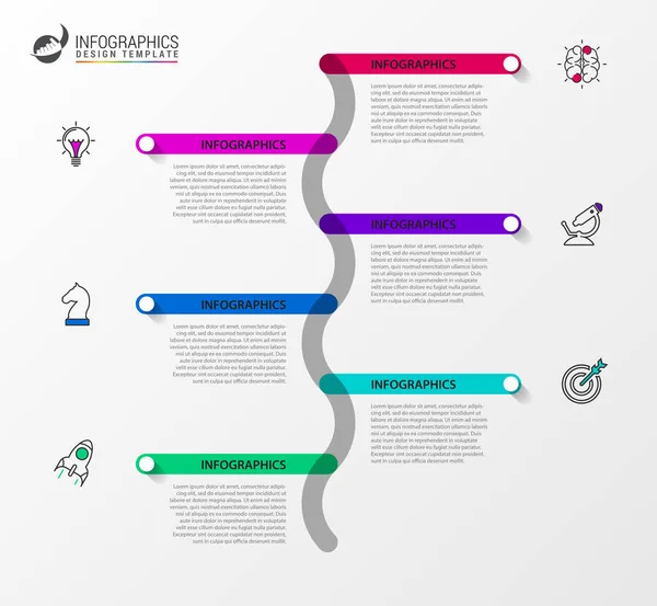 Infographic ontwerpsjabloon. Tijdlijn concept met 6 stappen — Stockvector