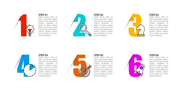 Modèle de conception d'infographie. Concept créatif en 6 étapes — Image vectorielle