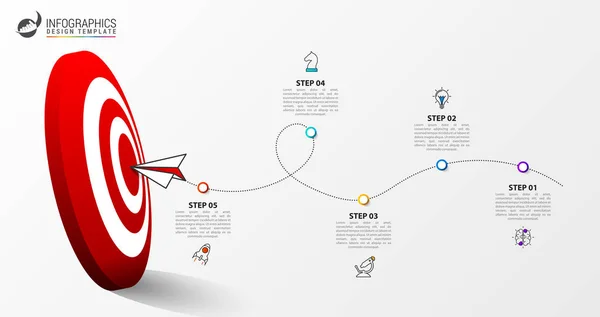 Infografische Design-Vorlage. Kreatives Konzept mit 5 Schritten — Stockvektor
