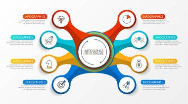 Infographic tasarım şablonu. 8 adımlar ile yaratıcı kavramı
