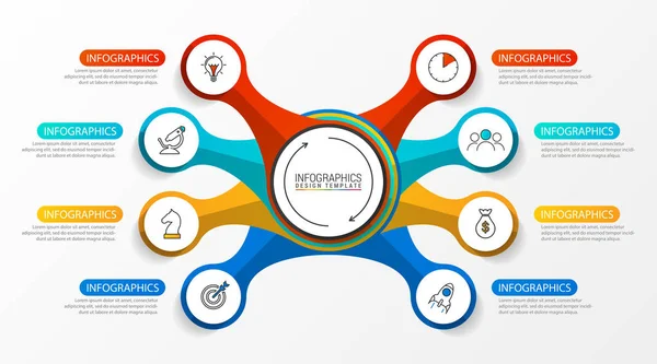 Infografische Design-Vorlage. Kreatives Konzept mit 8 Schritten — Stockvektor