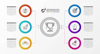 Infographic tasarım şablonu. 6 adımlar ile yaratıcı kavramı
