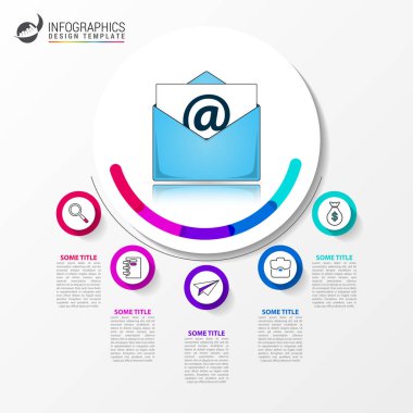 Infographic tasarım şablonu. Yaratıcı 5 adım konseptiyle